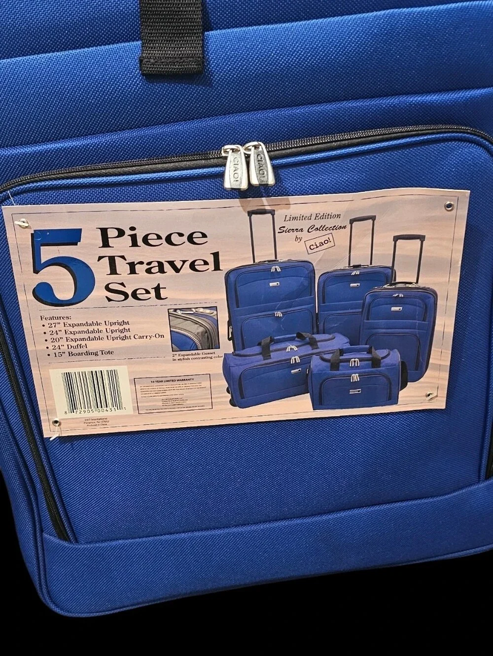 🛍NEW!! Blue 5-Piece Travel Luggage Set 🤩